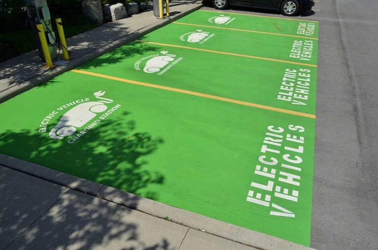 Parking Spot allotted for electric vehicles.