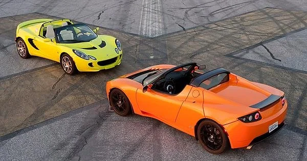 Lotus Elise & Tesla Roadster